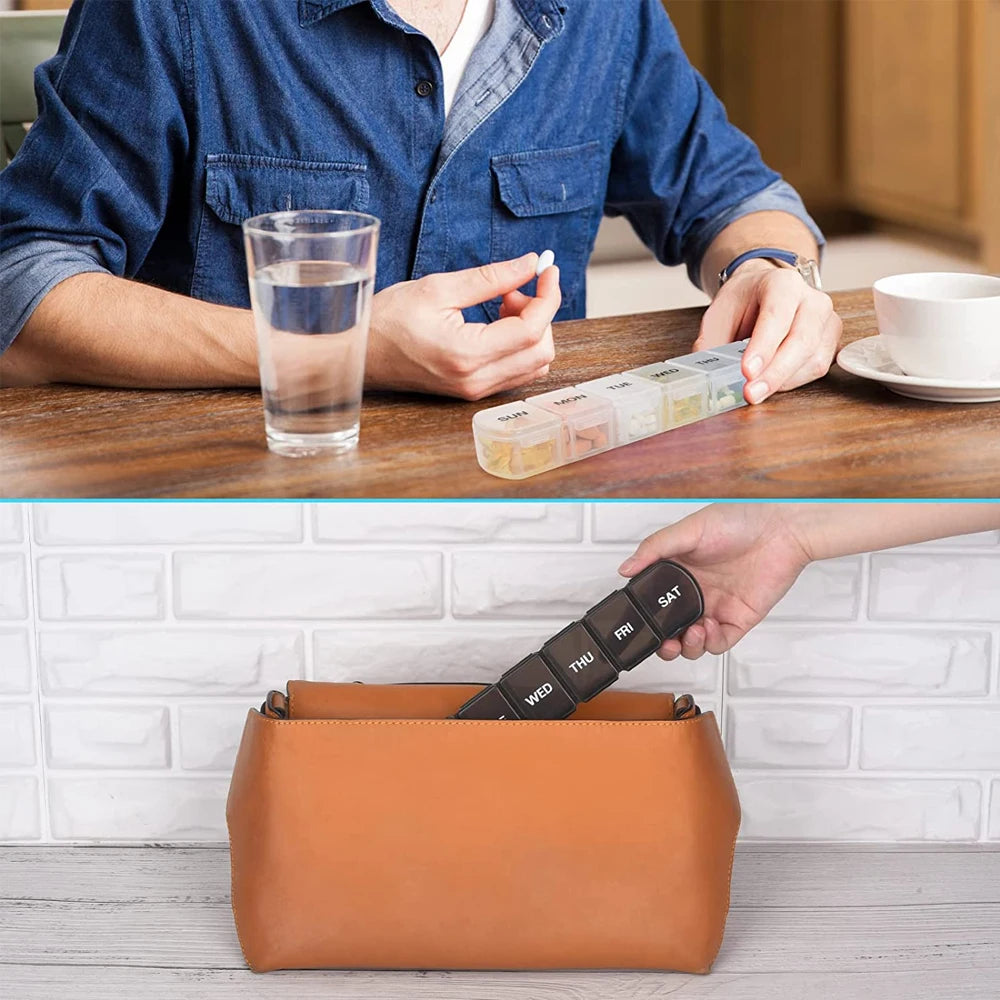 1PCS Small Weekly Pill Organizer 7 Days,Pocket Daily Pill Case, Daily Planner, Pill Box for Pills/Vitamin/Fish Oil/Supplements