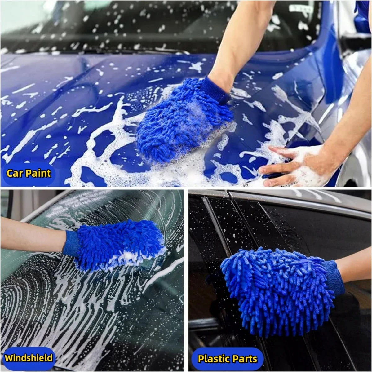 Microfiber Car Wash Mitt Double Sided Chenille Auto Gloves Ultra Absorbent Wash Car Sponge Scratch Free Microfiber Car Cleaning