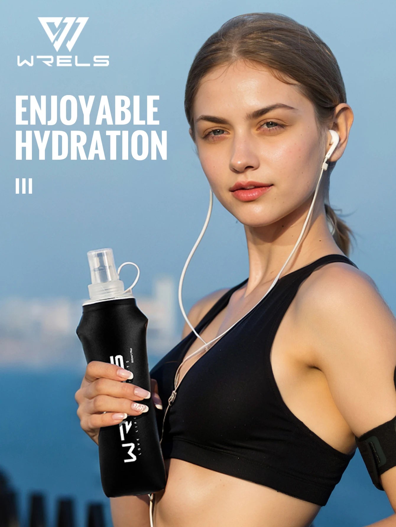 WRELS Water Bottle TPU Folding Soft Flask Outdoor Sport Water Bag Collapsible Water Bottle 500ml For Running Camping BPA Free