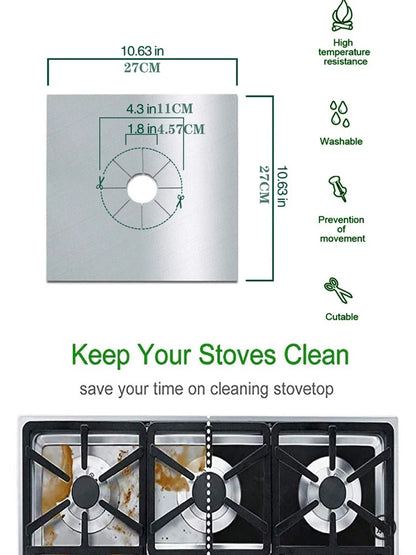 4 Pieces 27 Cm Gas Stove Surface Protection Pad Washable Oil And Dirt Resistant Kitchen Cleaning Accessories