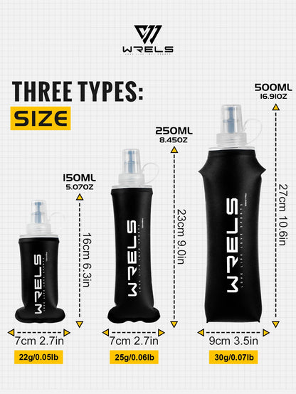 WRELS Water Bottle TPU Folding Soft Flask Outdoor Sport Water Bag Collapsible Water Bottle 500ml For Running Camping BPA Free