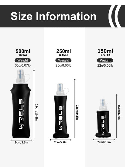 WRELS Water Bottle TPU Folding Soft Flask Outdoor Sport Water Bag Collapsible Water Bottle 500ml For Running Camping BPA Free