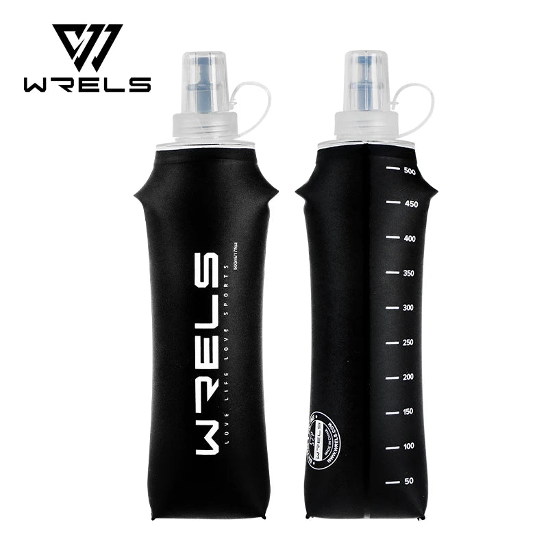 WRELS Water Bottle TPU Folding Soft Flask Outdoor Sport Water Bag Collapsible Water Bottle 500ml For Running Camping BPA Free