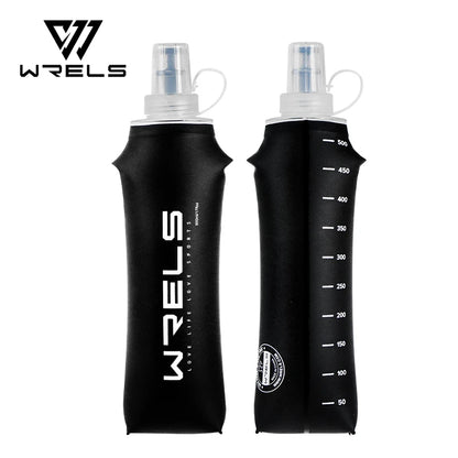 WRELS Water Bottle TPU Folding Soft Flask Outdoor Sport Water Bag Collapsible Water Bottle 500ml For Running Camping BPA Free