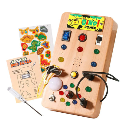 Children's Montessori LED Light Busy Board Simulation Switch Power Board Busy Light Button Puzzle Early Education Learning Toy