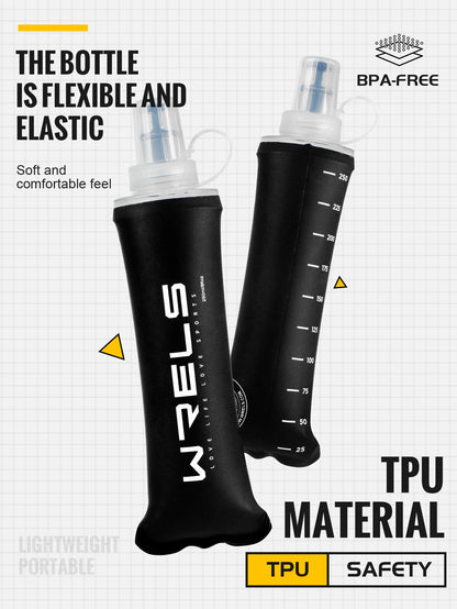 WRELS Water Bottle TPU Folding Soft Flask Outdoor Sport Water Bag Collapsible Water Bottle 500ml For Running Camping BPA Free