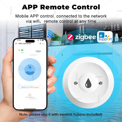 Ewelink Zigbee 3.0 Water Sensor Alarm Water Flood Leak Detector Remote Monitoring Overflow Security Alarm System Support ZHA Z2M