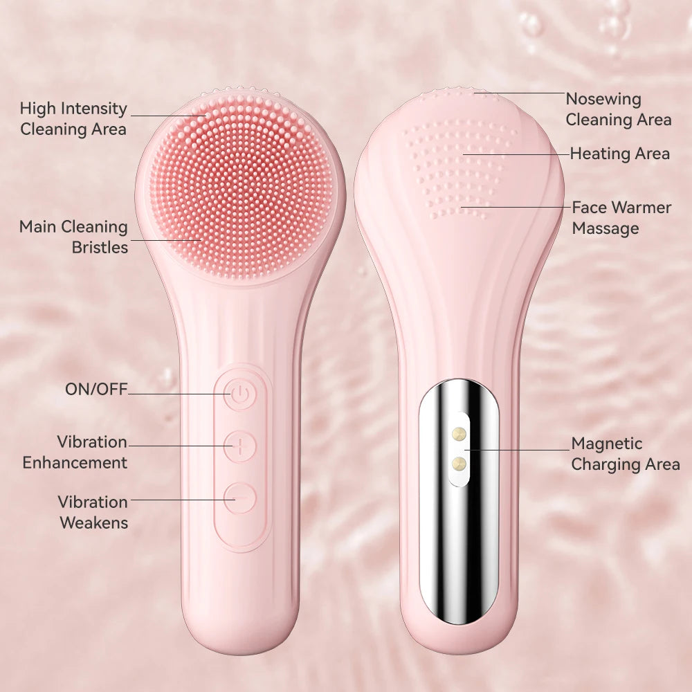 Sonic Waterproof Facial Cleansing Brush Rechargeable Scrubber Exfoliating Vibrating Deep Clean Face Cleaner Skin Care Tool