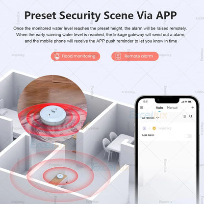 Ewelink Zigbee 3.0 Water Sensor Alarm Water Flood Leak Detector Remote Monitoring Overflow Security Alarm System Support ZHA Z2M