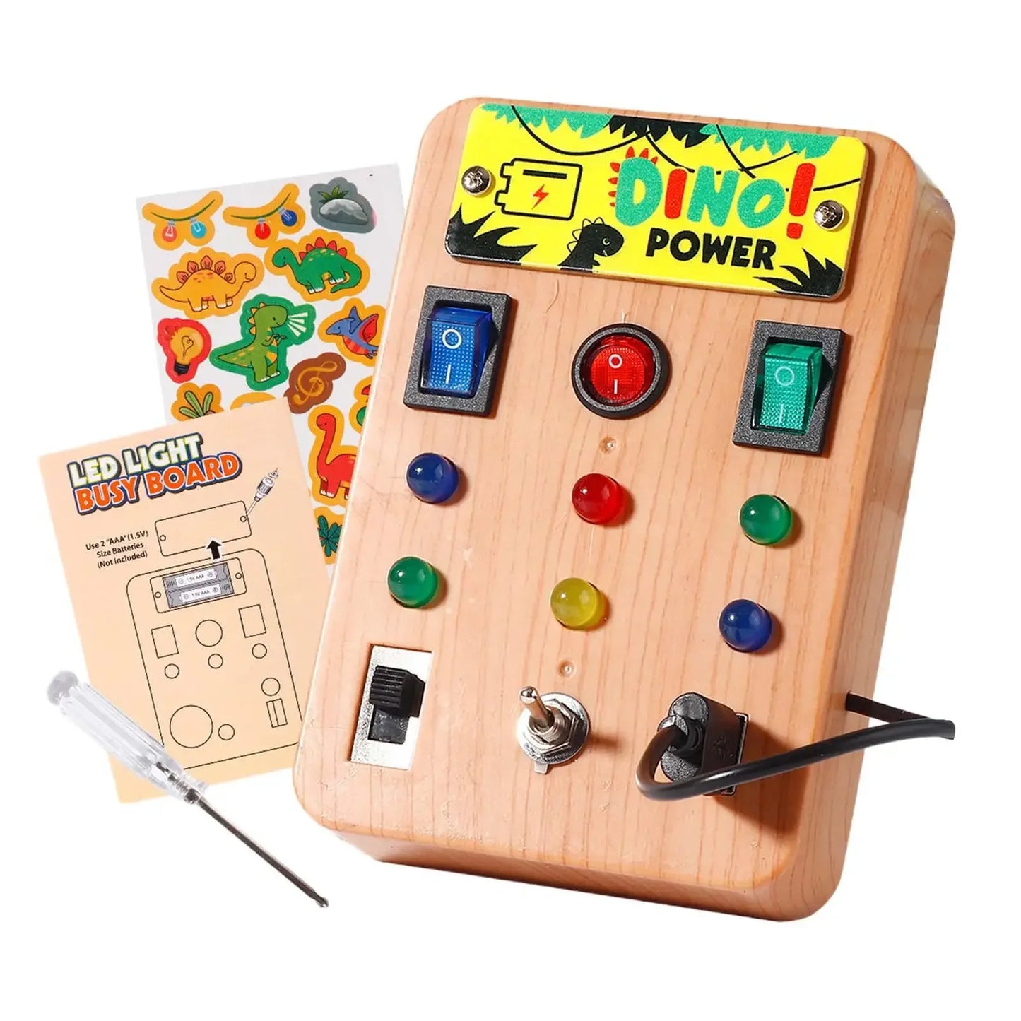 Children's Montessori LED Light Busy Board Simulation Switch Power Board Busy Light Button Puzzle Early Education Learning Toy