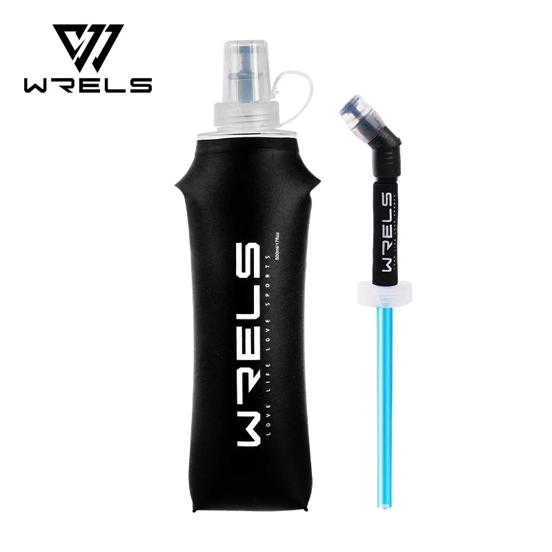 WRELS Water Bottle TPU Folding Soft Flask Outdoor Sport Water Bag Collapsible Water Bottle 500ml For Running Camping BPA Free